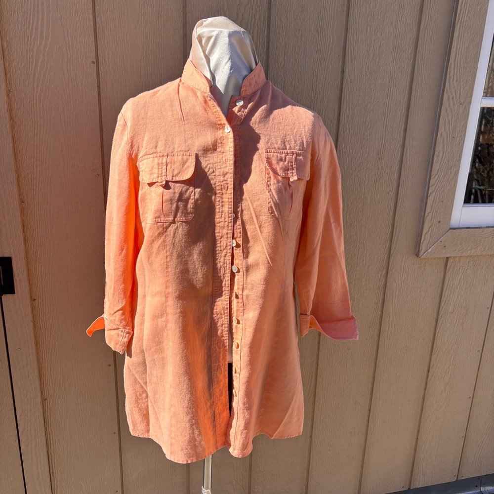 Metro Style Relaxed Buttondown Linen Tunic